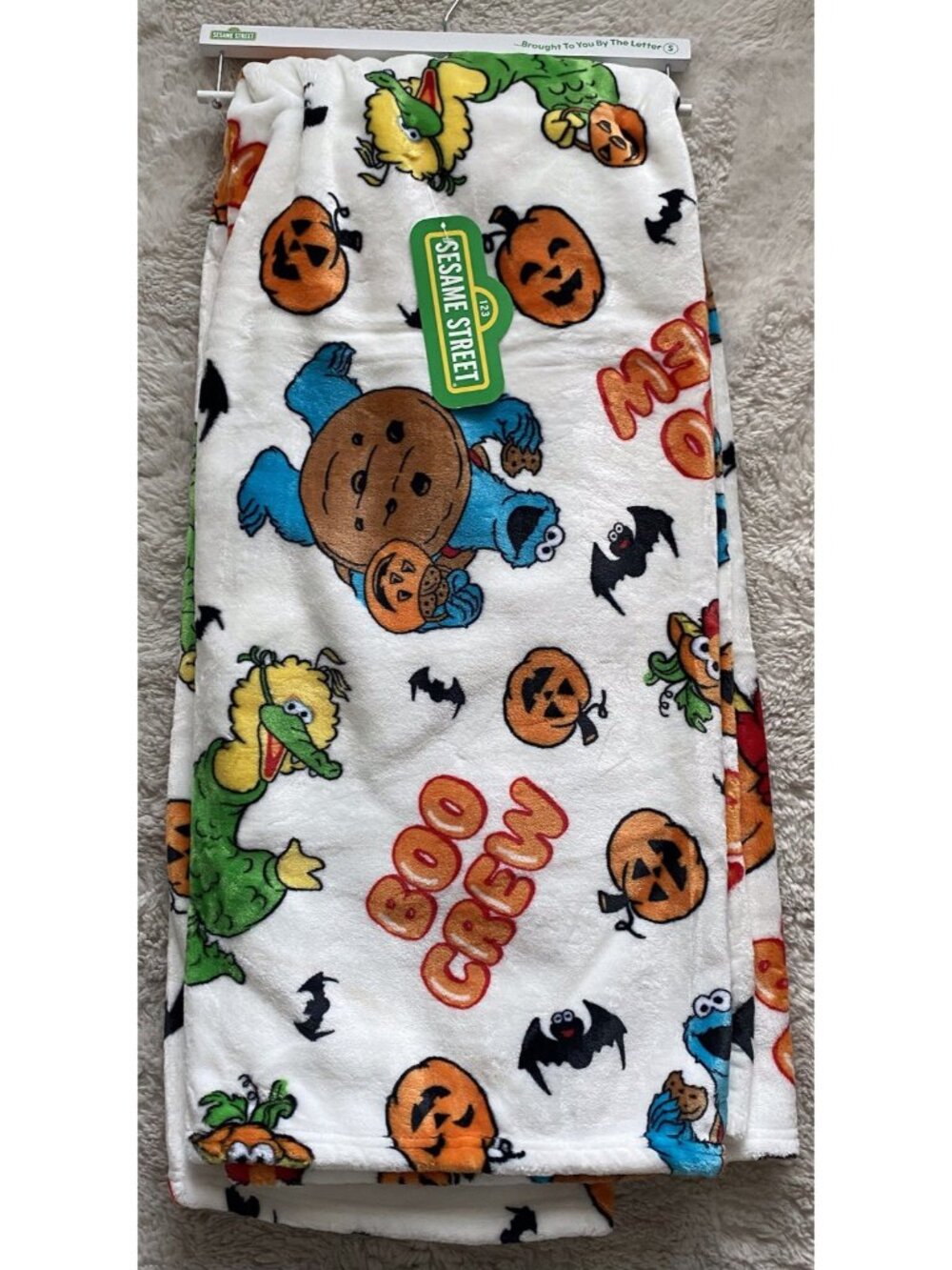 Sesame Street Elmo Cookie Monster Big Bird Halloween Throw Blanket 50 x 60” NEW